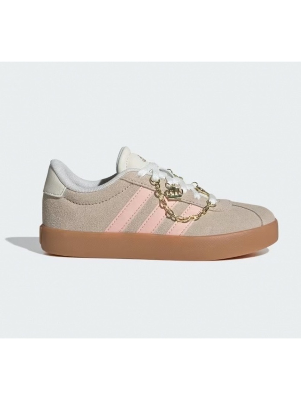 Adidas VL Court 3.0 Kids 3.5 Pink Gold Charms NWT